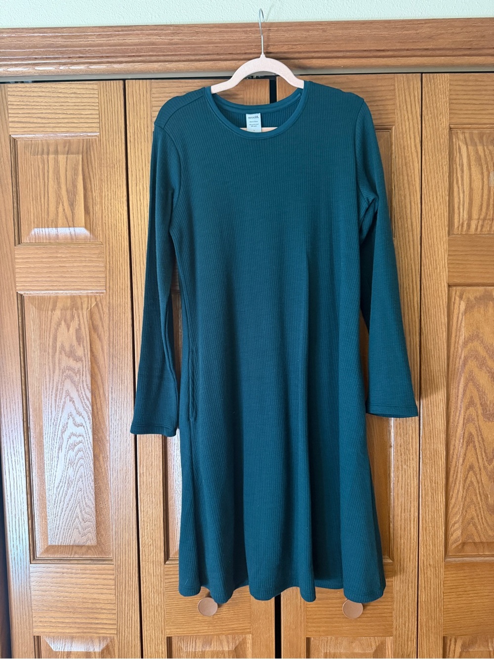 Wool& Bethany Pine Green Long Sleeve  Dress